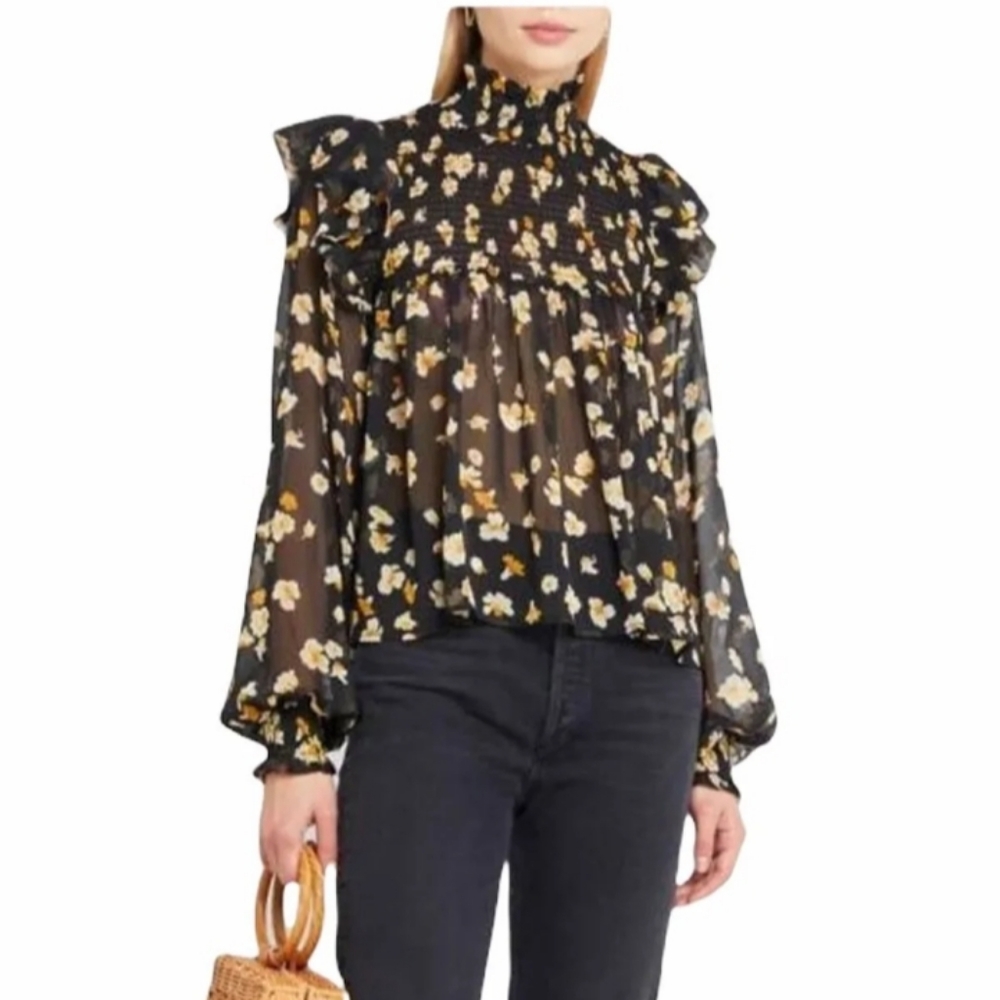 O.P.T. High neck flower print blouse